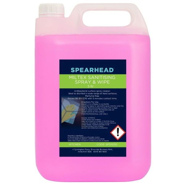 Miltex Sanitising Spray & Wipe, 5 Litre