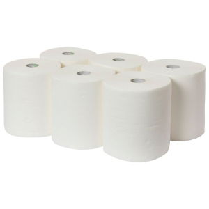 Auto-Cut 1 Ply White Embossed Towel Rolls