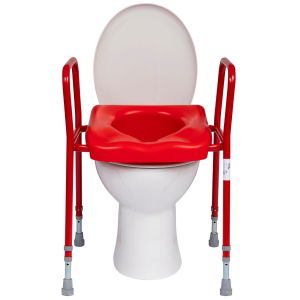 Red Toilet Seat Aid, Adjustable Height