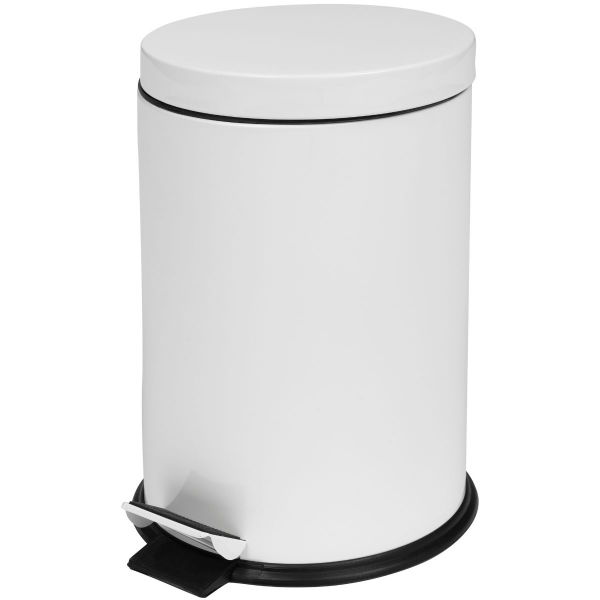 12 Litre White Steel Pedal Bin