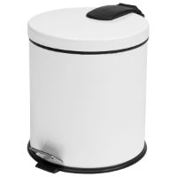 20 Litre White Steel Pedal Bin