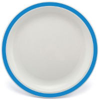 17cm Plate With Coloured Rim, Med Blue