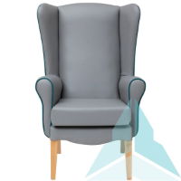 Ashford Armchair in Zest Ash with Balsam Slate Blue and Zest Emerald Piping