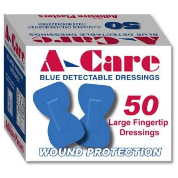 Blue Large Fingertip Plasters, 7.5 x 4.5cm