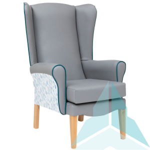 Ashford Armchair in Zest Ash with Balsam Slate Blue and Zest Emerald Piping