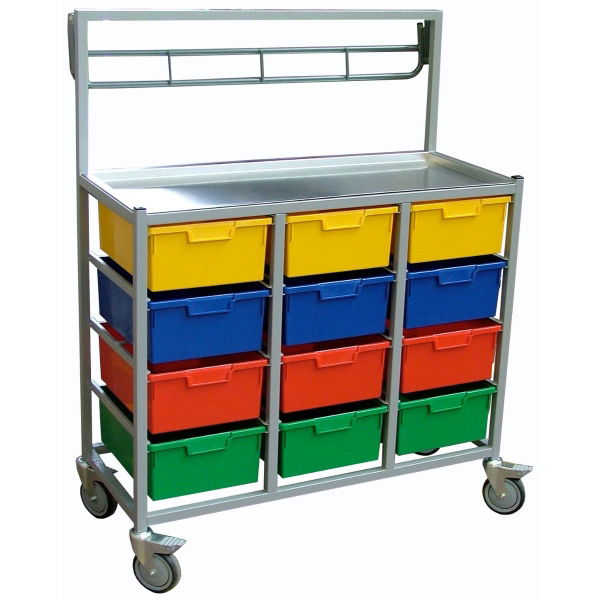 12 Tray Karri Cart 4x3 With Garment Rail