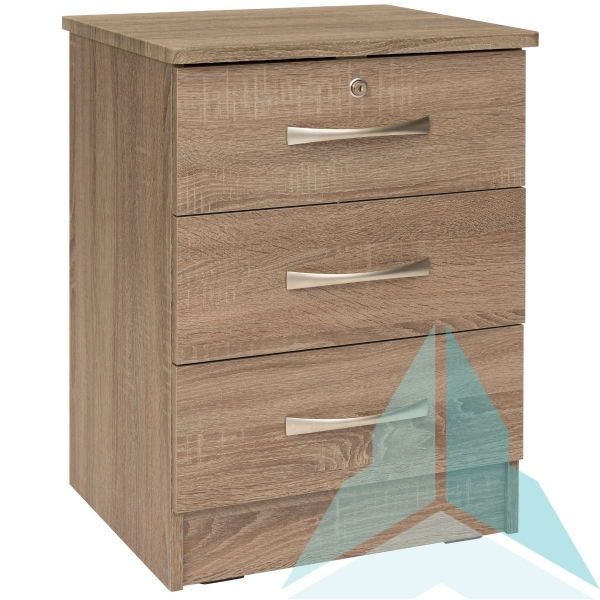 Fernlee 3 Drawer Bedside Cabinet in Grey Oak