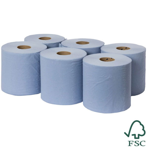 1 Ply Blue Standard Centre Feed Rolls